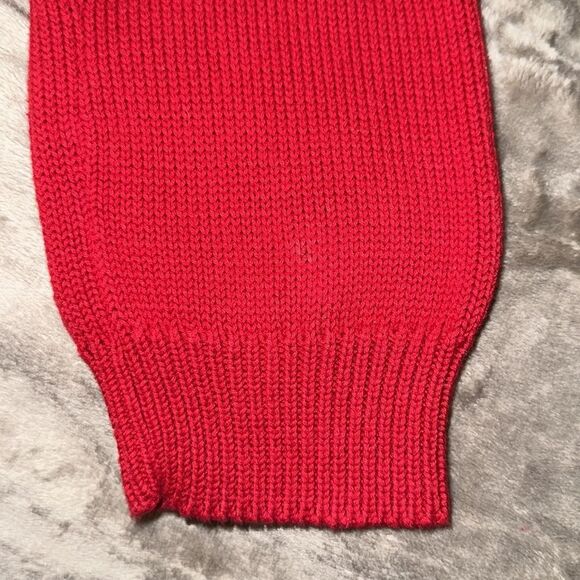 LRL PM Cotton Bright Red Gold Shawl Button Detail Neck Knit Pullover Sweater - Picture 15 of 16